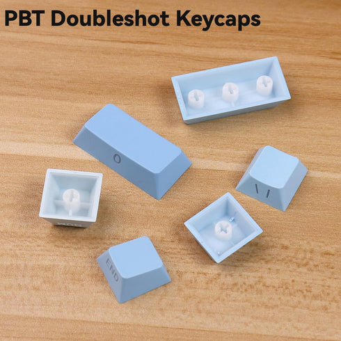 mintcaps PBT Doubleshot Gradient Blue Keycaps, 133 Keys Side Printed Custom Backlit Keycap Set for Mechanical Keyboards