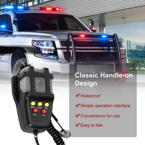 Partol Car Siren Horn 5 Tone - Vehicle Siren Speaker with Mic PA System, 100W Emergency Sound Amplifier