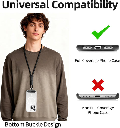360 3-Piece Set Rotatable Adjustable Phone Lanyard - Wrist/Neck/Crossbody Strap with Tether Tabs, Universal for Phones