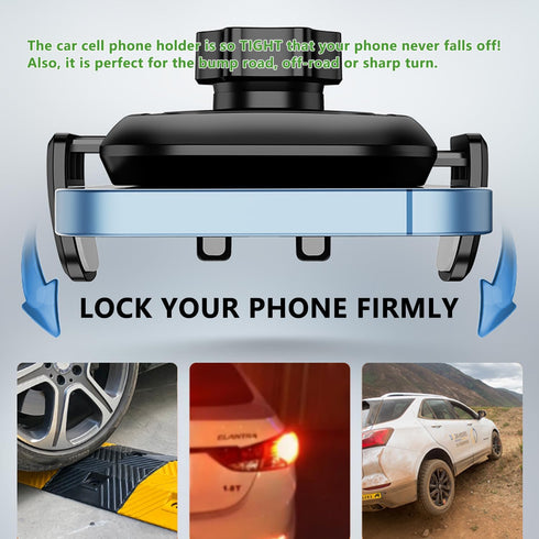 Car Phone Holder for Windshield Dashboard Air Vent, Universal Hands-Free Cell Phone Holder for iPhone Samsung (Black)