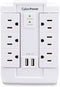 CyberPower CSP600WSURC2 Surge Protector, 1200J/125V, 6 Swivel Outlets, 2 USB Charging Ports, Wall Tap Design, White