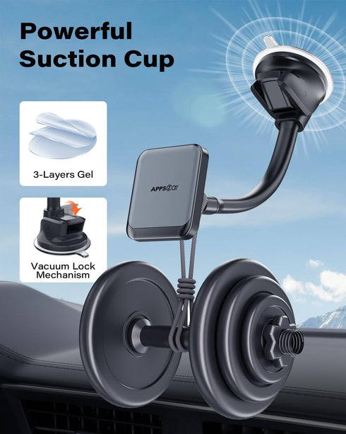 APPS2Car MagSafe Car Mount, Hands Free Magnetic Phone Mount, 360° Rotation for Cell Phone, Compatible with iPhone 15 14