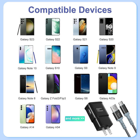 Adaptive Fast Charging Wall Charger with USB C Cable 10Ft, Excgood Fast Charger Power Adapter for Galaxy S23