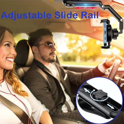 DOUBFIVSY 360 Rotatable Car Sun Visor Phone Holder, Compatible with iPhone 13/12 Pro Max, Galaxy Z Fold 3/S21/S22