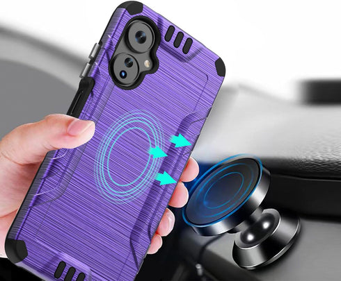 TJS Boost Mobile Celero 5G 2024 (3rd Version) Case, with Tempered Glass Screen Protector, Magnetic Support Hybrid