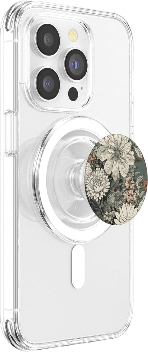 PopSockets PopGrip for MagSafe - Flower Bouquet Floral Pattern Sage Green with Wildflowers