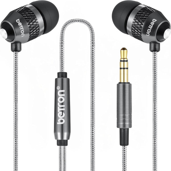 Betron B25 Earphones: Lightweight, noise-isolating wired headphones with strong bass, tangle-free cord, and soft tips