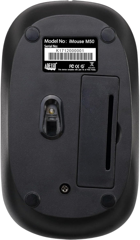 Adesso WKB-1100CB Mini Wireless Spill Resistant Ergonomic Keyboard & Mouse Combo, Black