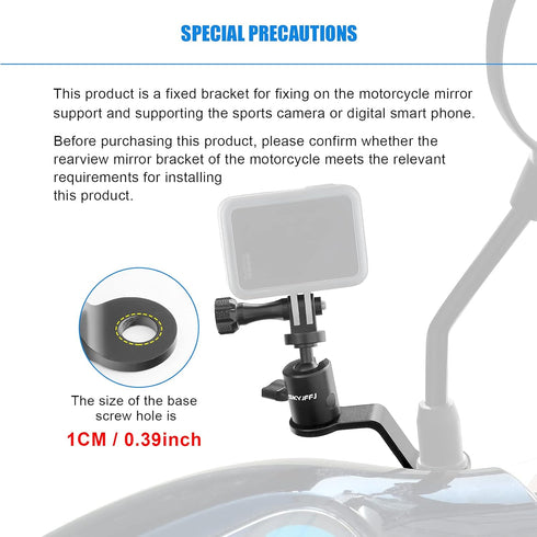 Motorcycle Sports Camera Holder for Gopro Hero 8/9/10/11/12, YI, AKASO, SJCAM, DJI Osmo Action Cameras