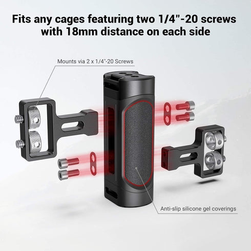 SMALLRIG Mini Side Handle Handgrip with Dual 1/4"-20 Screw Mount for Mirrorless Digital Camera, Adjustable - 2916