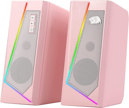 Redragon GS520 RGB Desktop Speakers - 2.0 Channel PC Computer Stereo Speaker with 6 Colorful LED Modes, Enhanced Sound