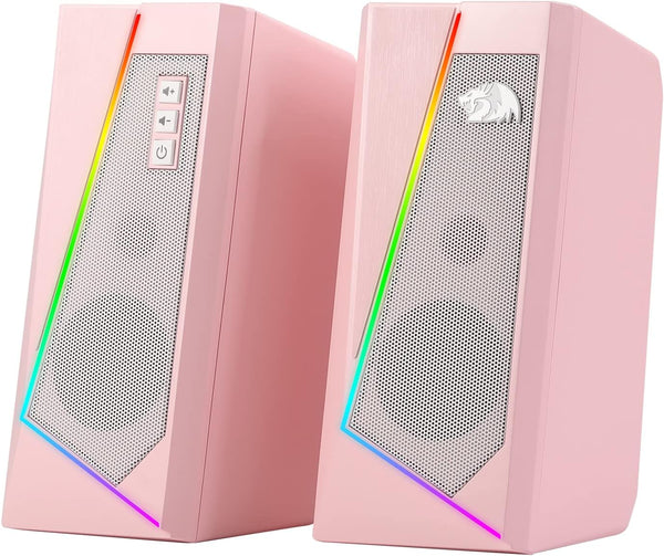 Redragon GS520 RGB Desktop Speakers - 2.0 Channel PC Computer Stereo Speaker with 6 Colorful LED Modes, Enhanced Sound