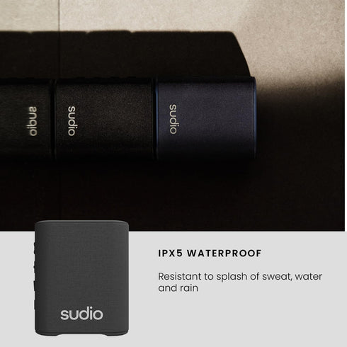 Sudio S2 Bluetooth Speaker, Loud Sound, Deeper Bass, IPX5 Waterproof, Portable Wireless Compact Speaker
