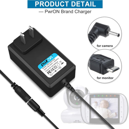 PwrON DC 5V Adapter Fits for Motorola MBP33S MBP36S MBP36XL MBP38S MBP41S MBP43S MBP843 MBP853 MBP854 MBP855 MBP-33SPU MBP33SBU MBP36SBU MBP36S-PU Video Baby Monitor Power Supply Cord