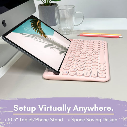Macally Bluetooth Keyboard for Tablet, Wireless Keyboard for iPad, iPhone Keyboard (Multi-Device, Built-in Stand,