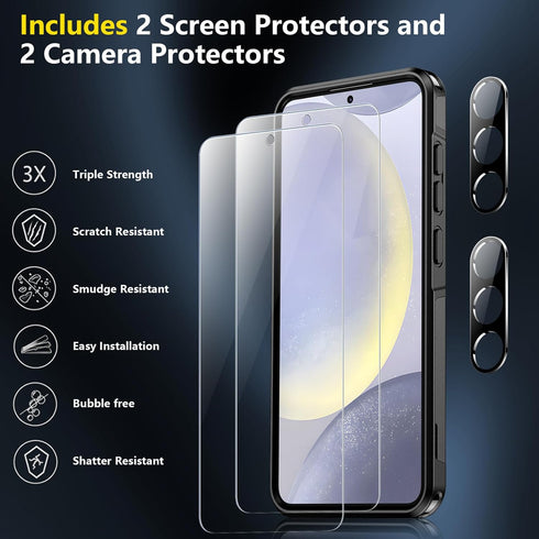 Samsung Galaxy S24 Plus Case by SPIDERCASE, Heavy Duty Shockproof, 10 FT Military Grade Drop Protection, Black.