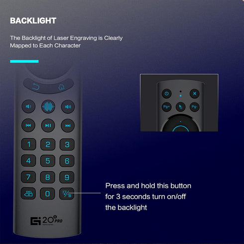 G20BTS Plus Wireless Bluetooth 5.0 Voice Backlit Remote Control for Android TV Box, Support 2.4G USB Gyroscope IR