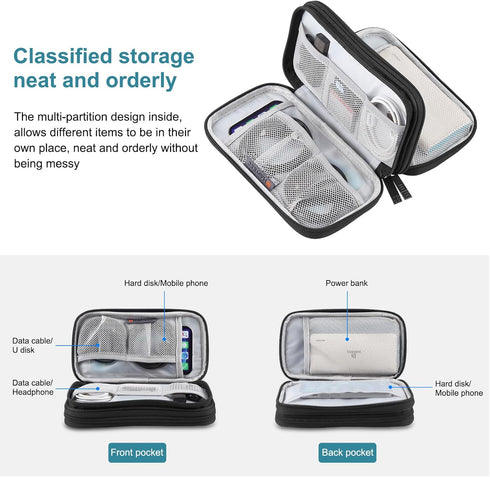 Electronic Accessories Organizer Carry Bag, Travel Cable Organizer Pouch for Cord, Charger, Earphones (M)