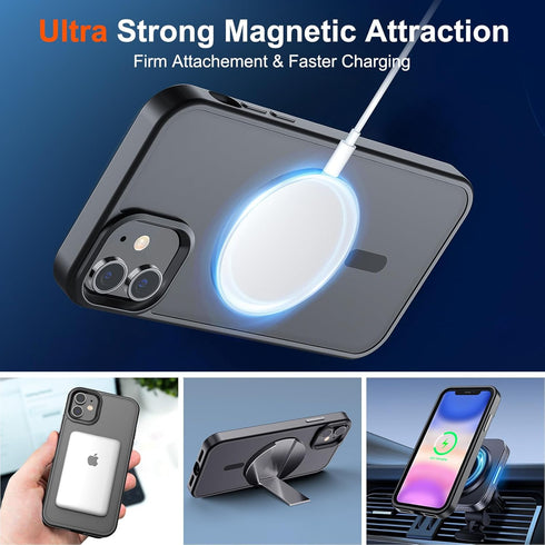 SUPFINE Magnetic iPhone 11 Case, Slim Translucent Matte Shockproof Cover with 10 FT Military Grade Drop Protection,
