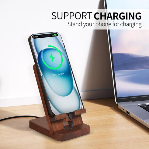 Plehood Wood Phone Stand, Desktop Wooden Phone Holder, Portable Office Phone Stand for Desk, Wood ipad Stand