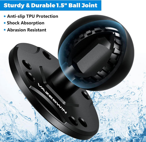1.5" Ball Mount with Aluminum Alloy Round Plate, Universal Mounting Base with AMPS Holes for Garmin, Lowrance,