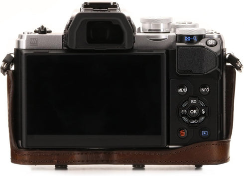MegaGear Olympus OM-D E-M10 Mark III (14-42mm) Ever Ready Leather Camera Case and Strap - Dark Brown