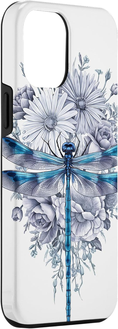 iPhone 13 Pro Max Blue Dragonfly Watercolor Art Case for Insects Lover, Earth Day