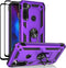 Androgate Purple Moto G Stylus/Pro Case with Tempered Glass Protectors, Ring Kickstand Car Mount, Shockproof Cover