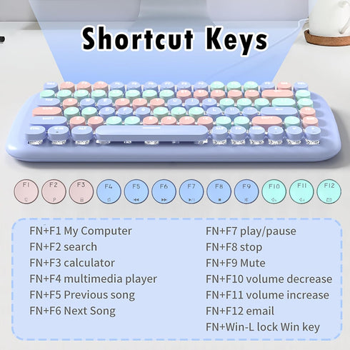 Lomiluskr Cute Colorful Wired Mechanical Keyboard for Girls, Compact 84 Keys with Round Keycaps, Pink Switch