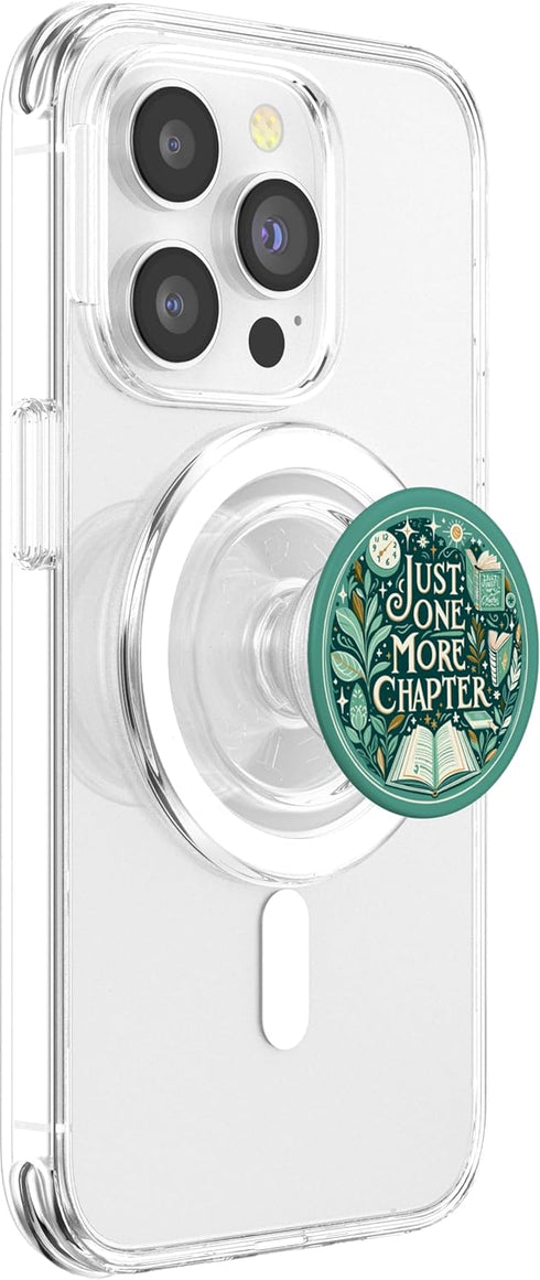 Just One More Chapter Bookish Reading Botanical Teal PopSockets PopGrip for MagSafe