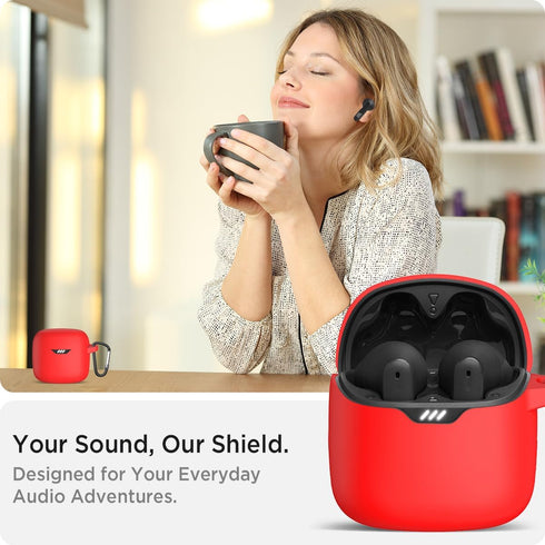 Miimall Compatible JBL Tune Flex Protective Silicone Case Cover - Red