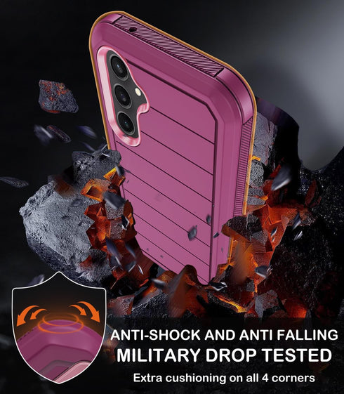 Shop Samsung Galaxy S23 FE Case (6.4") - Rugged Burgundy Cover with Belt Clip, Kickstand & Built-in Screen Protector.