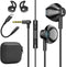 Black Wired Earbuds with Mic, in-Ear Earphones Build-in Microphone HiFi Stereo Headphones for iPhone iPad Android Mp3