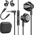 Black Wired Earbuds with Mic, in-Ear Earphones Build-in Microphone HiFi Stereo Headphones for iPhone iPad Android Mp3