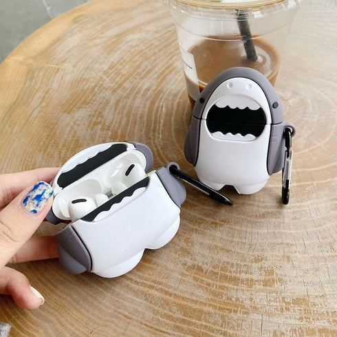 Cute Duck & Shark Case for Airpod 3rd Generation, Funny 3D Cartoon Kawaii Silicone Shell with Cleaning Kit & Keychain