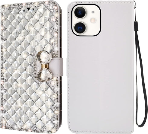 Omio Luxury Glitter Bling Diamond Card Holder Case for iPhone 11, Shiny Rhinestone Crystal Bowknot Shockproof