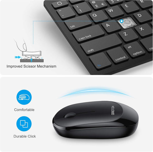 OMOTON Bluetooth Keyboard and Mouse Combo, Wireless for iPad Pro 13, 11 (2024)/12.9, iPad 10th/9th/8th/7th Gen, Black