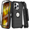 iPhone 13 Pro Max Case with Belt Clip Holster & Kickstand - Heavy Duty Shockproof Drop Protection, Black