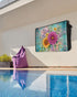 T&H XHome 40"-43" 40" Wx25 Boho Floral Outdoor TV Cover Vibrant Sunflower Dahlia Bouquet Art Waterproof