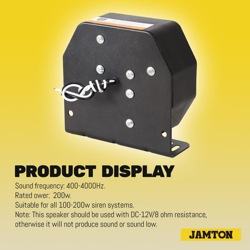 JAMTOM Compact PA Siren Horn, 200W/8 ohms Ultra Slim Speaker for Police, Ambulance, Engineer Vehicles