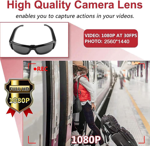 Tangxi 1080P Camera Glasses, HD Video Camera Sunglasses for Men Women, Anti Shake & Wide Angle Lens Action Camera