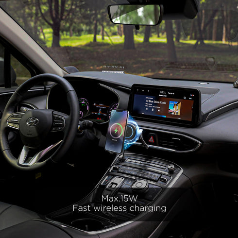 mooas Magnetic Car Mount Charger - Max. 15W Fast Wireless Charger with Air Vent Mount, Compatible with iPhone, Galaxy