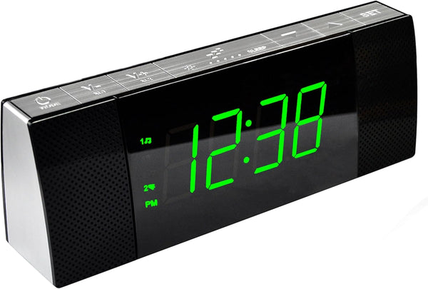 iTOMA Bedside Alarm Clock Radio - Bluetooth Speaker, Dimmable Jade Green LED Display, FM Radio with Sleep Timer, Dual