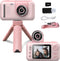 Kids Digital Camera for Girls, Kid Video Camera for Vlogging, Flip-up Lens for Toddler Camera Ages 3-8