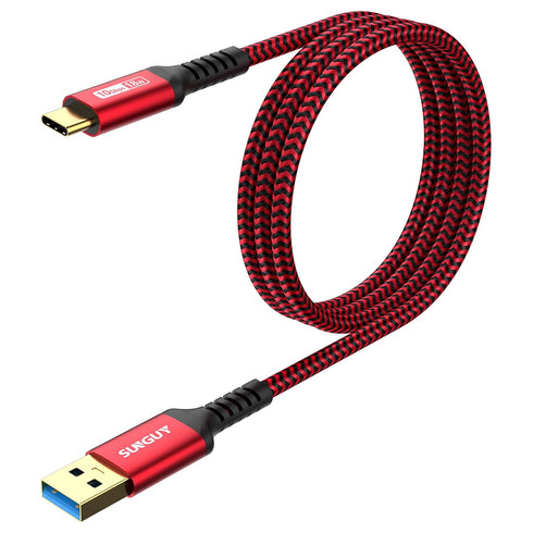 SUNGUY USB C Cable 3FT, 10Gbps USB C 3.1 Gen2 USB A to C Data Cable 3A Fast Charging Compatible with iPhone 15/15 Pro