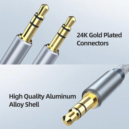3.5mm Aux Cable (6.5ft/2m, Pack of 2) - Male to Male Audio Auxiliary Cord for Headphones, Car, Home Stereos, Speaker, iPhone, iPad, iPod, Echo - Gray
