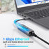 WALNEW USB 3.0 Ethernet Adapter, 4-in-1 USB Hub with 3 USB-A Data Ports and 1 Gigabit RJ45 Network for Laptop
