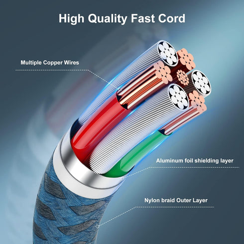 Essri 10 FT iPhone Charger Cord 3-Pack, MFI Certified Nylon Braided USB to Lightning Cable, Compatible with iPhone