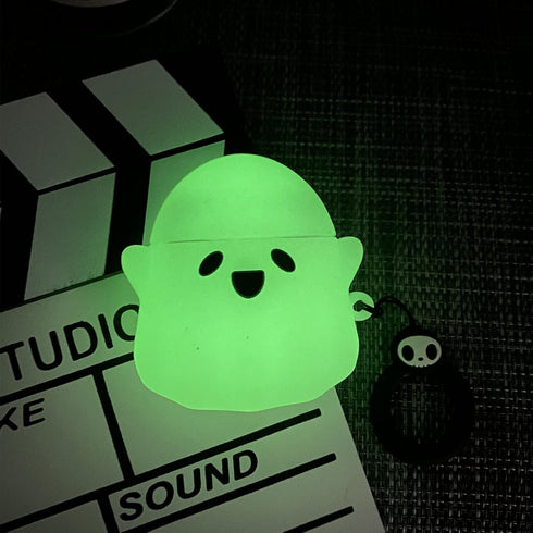 Compatible AirPods Case Cover, Glow in The Dark Cute Ghost Case for AirPods 2nd & 1st, Soft Silicone