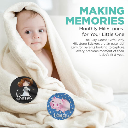 Silly Goose Gifts Little Nightmares Character Themed Baby Milestone Stickers, Set of 18 for First Year Photo Prop